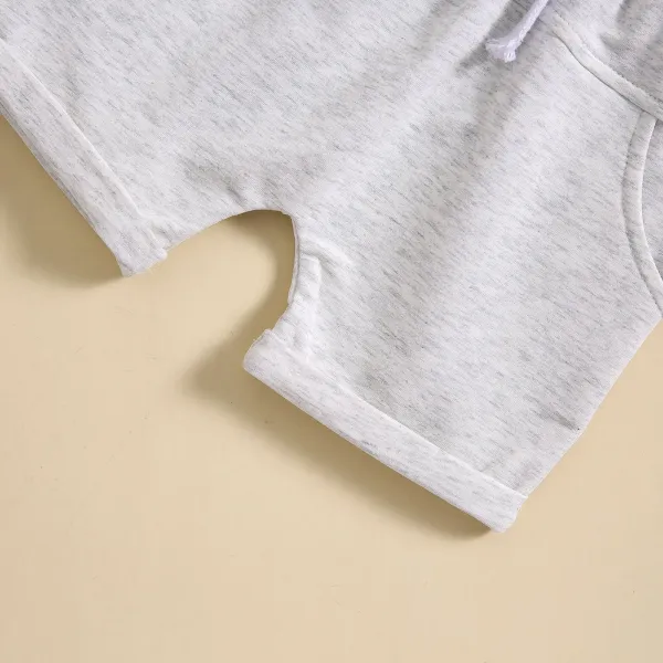 Design Beige Pocket Front Top and Drawstring Shorts Set - 11
