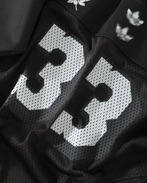 Design Mesh Football Jersey Black with Number 33 - 7