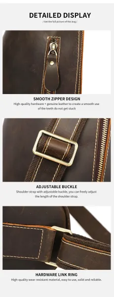 Design Saddle Bag Brown Distressed Leather Crossbody Bag - 7