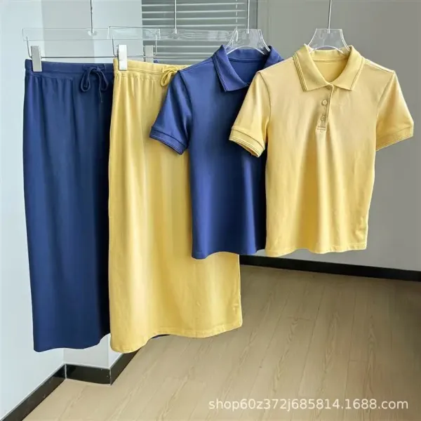 Design Classic Fit Yellow Polo Shirt Tops.polo - 2