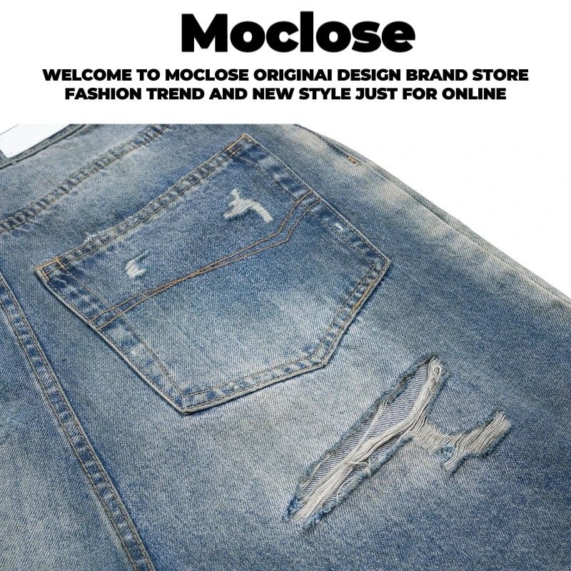 Design Moclose Distressed Wide-Leg Blue Jeans - 26