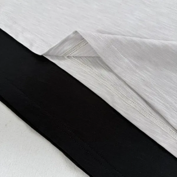 Design Henley Shirt with Embroidered Lines Black Tops Shirt - 32