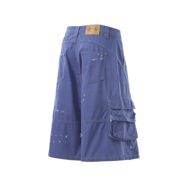 Design Distressed Cargo Shorts Black - 15