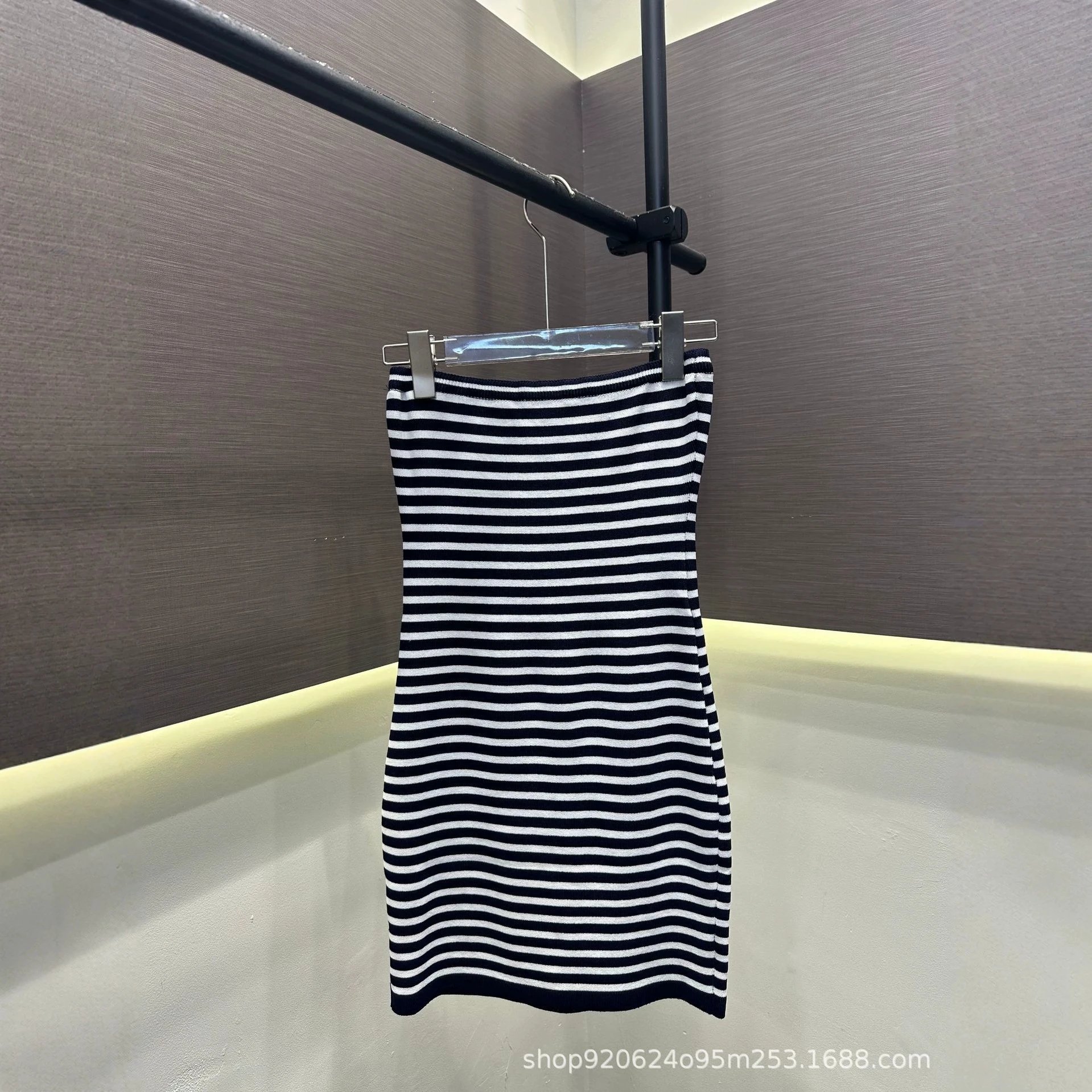 Miu Miu Striped Navy White Knit Button Front Mini Skirt