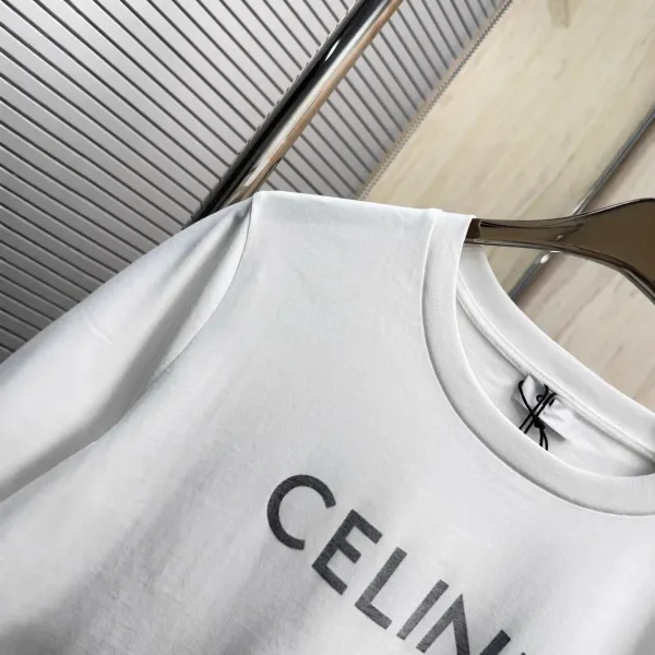 Celine Paris Logo Print White T-Shirt - 6