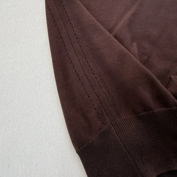 Design COS Color-Block Knit Polo Brown with Blue Collar Tops Polo - 19