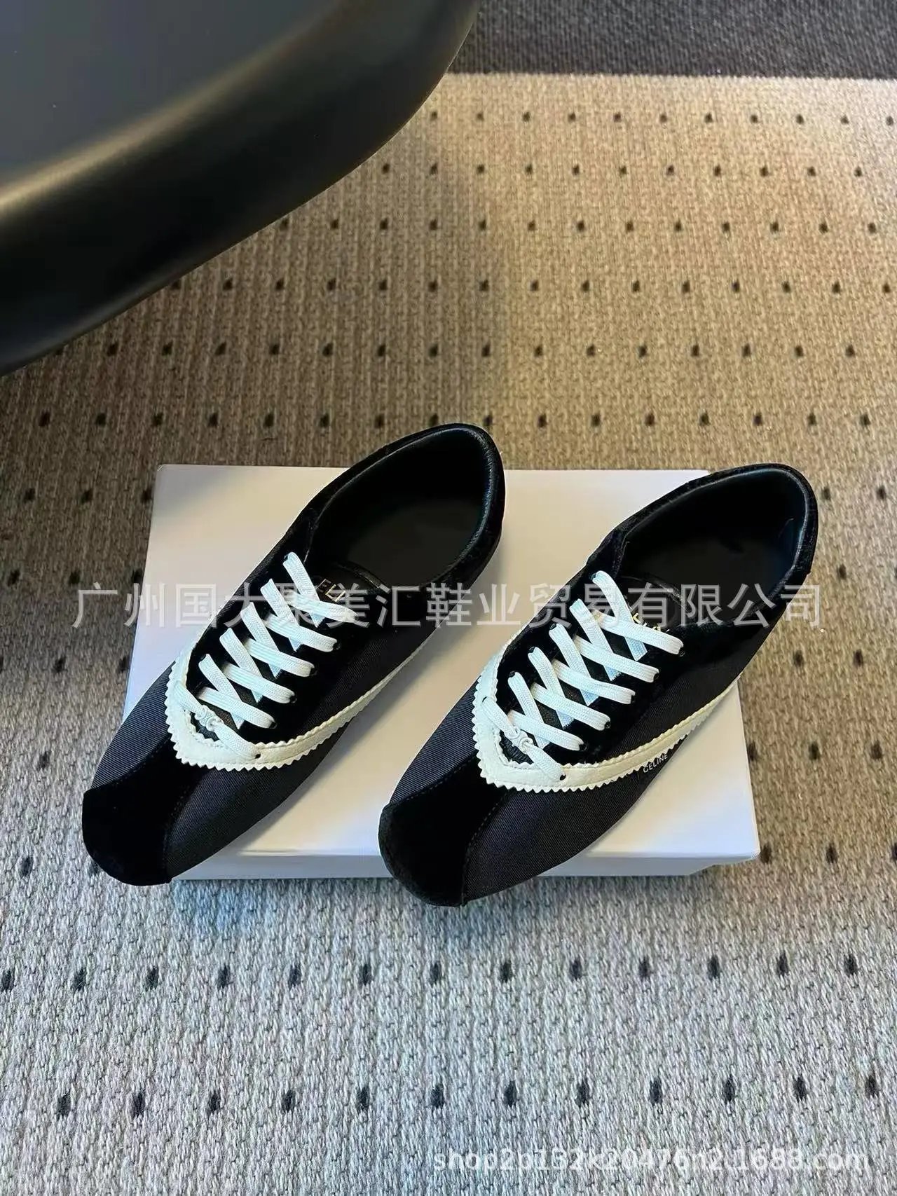 Celine Triomphe Sneakers Black and White Canvas Sneakers - 24