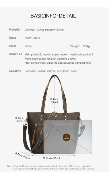 Design Vintage Leather Tote Bag Brown - 4