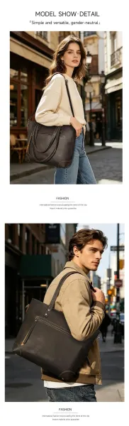 Design Vintage Leather Tote Bag Brown - 8