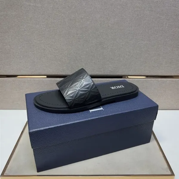 Dior Oblique Logo Slide Sandals Black Slippers - 24
