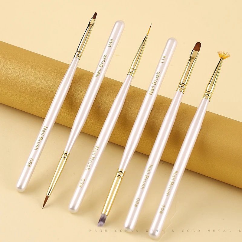 Nail Brush Set White Pearlized Professional Nail Art Kit