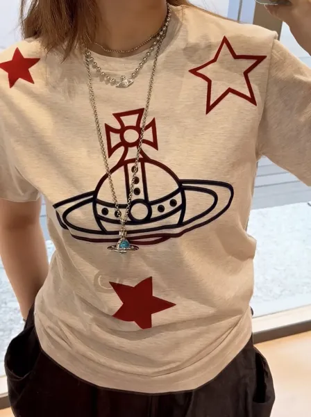 Vivienne Westwood Orb Star Print Beige T-Shirt - 8
