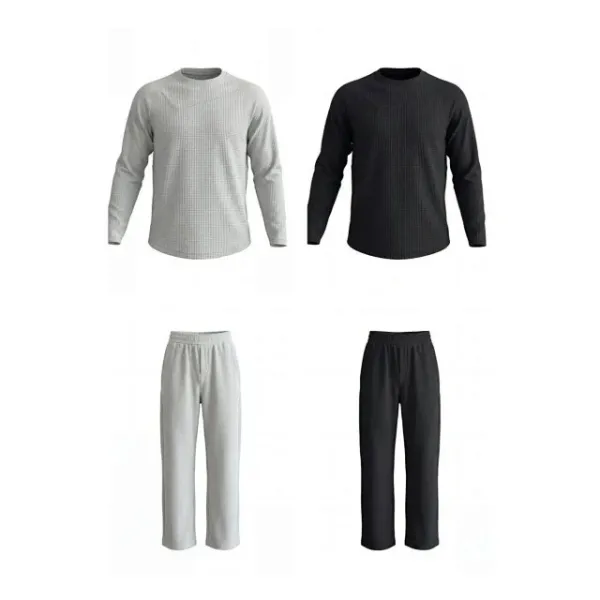 Design Yuxian 2023 Collection Waffle Knit Set Gray Pants and Sweater Sets - 5