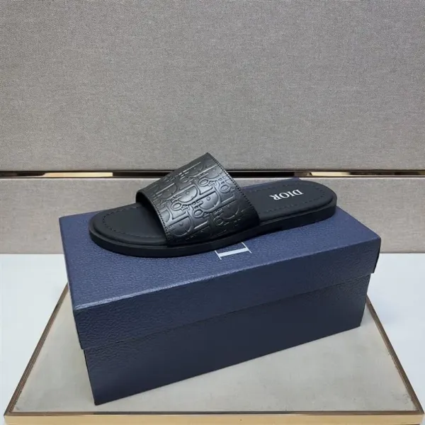 Dior Oblique Logo Slide Sandals Black Slippers - 31
