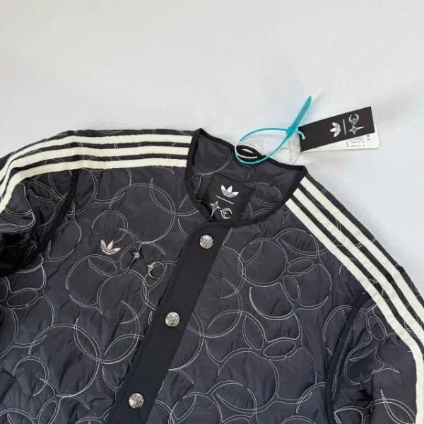 Adidas Originals Quilted Track Jacket Black with White Stripes Outerwear - 19