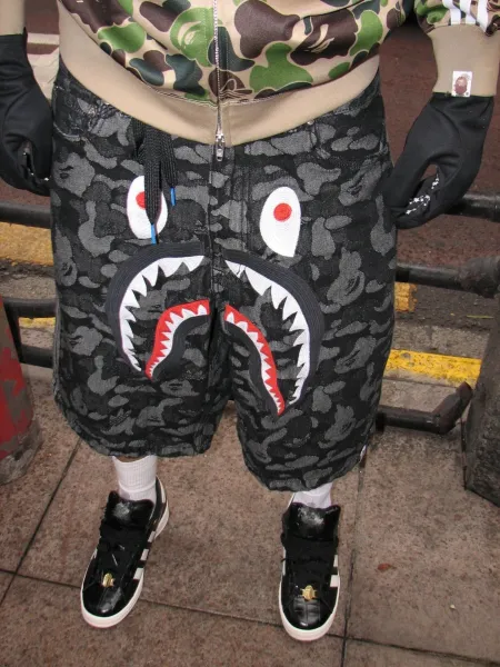 A Bathing Ape Shark Camo Denim Shorts Black - 8