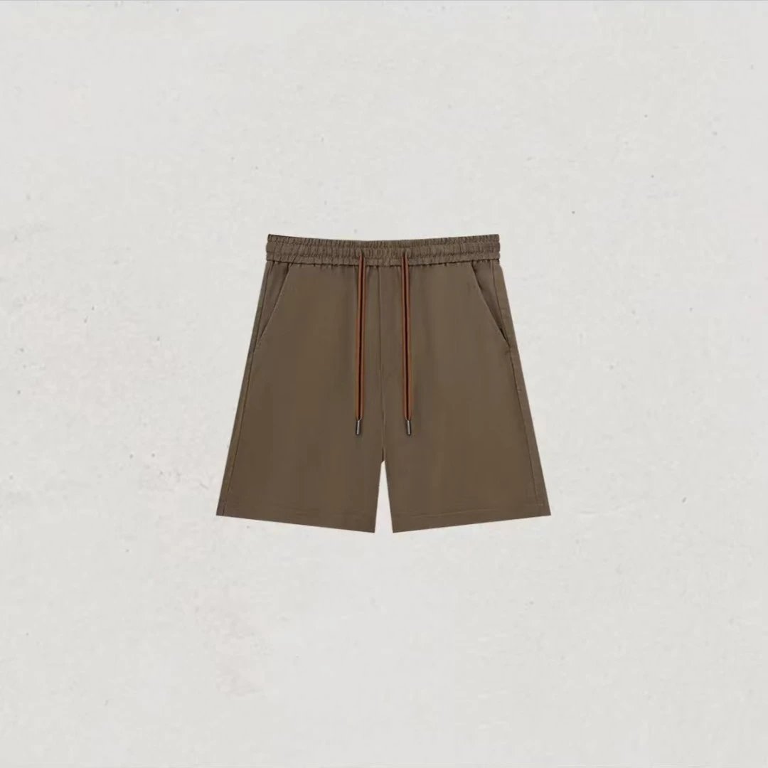 Design Drawstring Waist Shorts Brown
