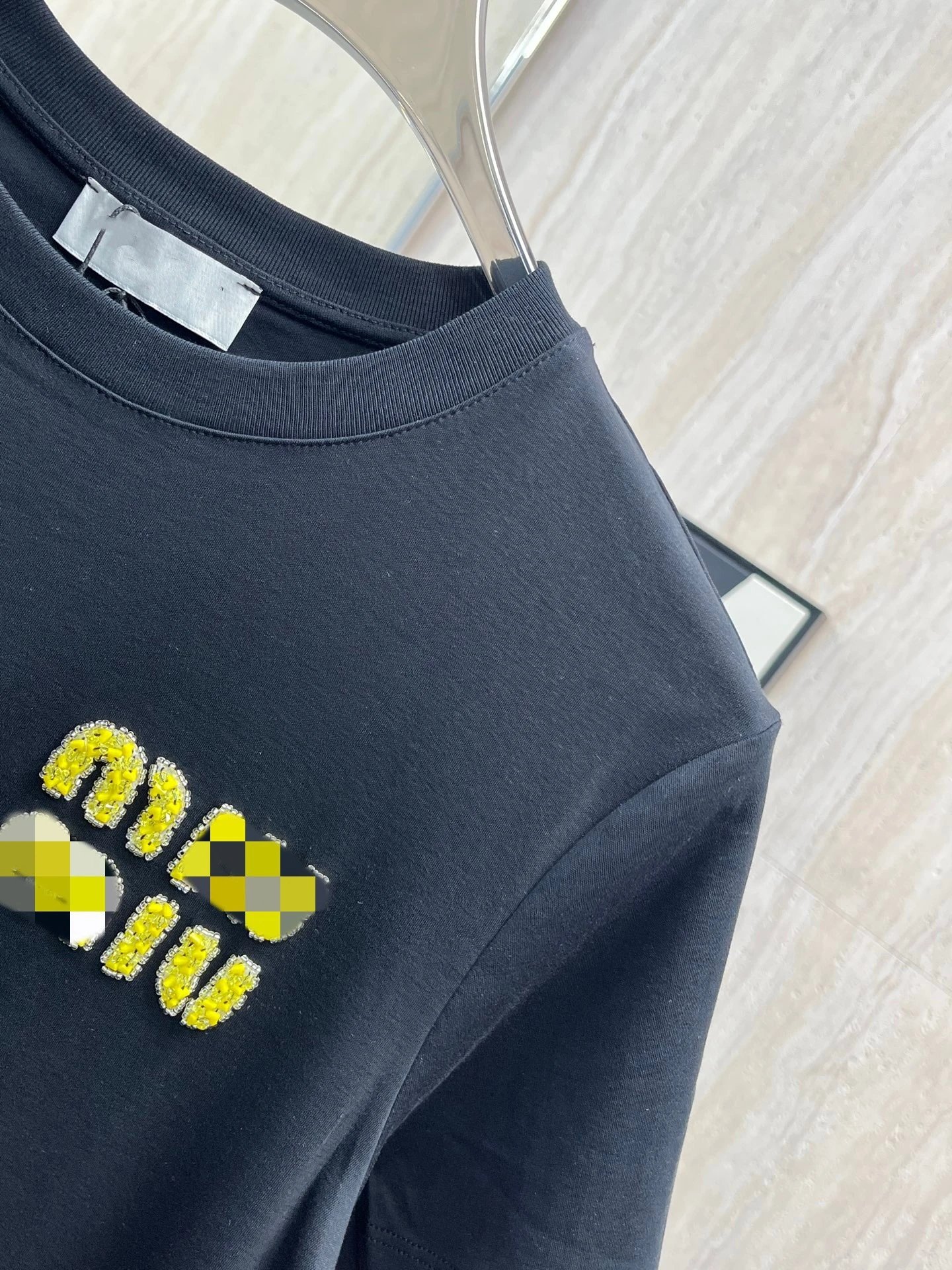 Miu Miu Embellished Logo White T-Shirt - 5