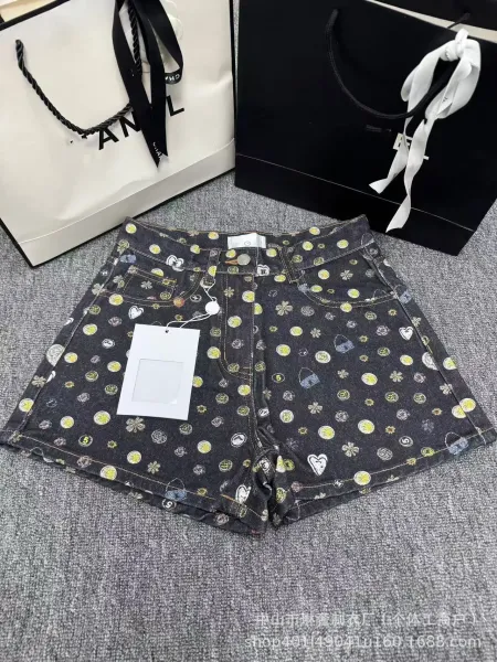 Chanel Print Denim Shorts Multicolor - 8