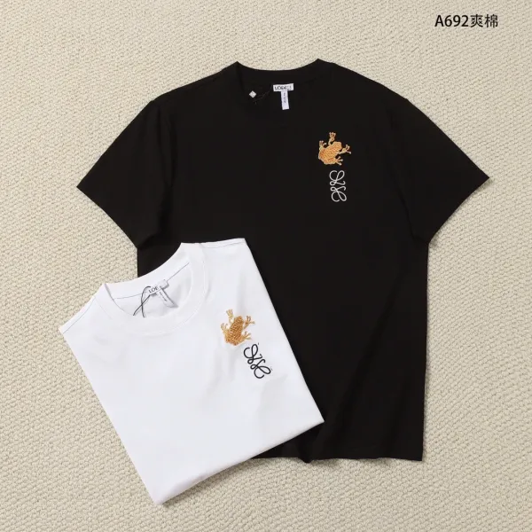 Loewe Frog Embroidery Black Cotton T-Shirt - 3