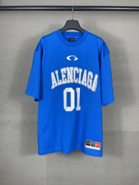 Balenciaga Alencíaga 01 Blue Jersey T-Shirt - 1
