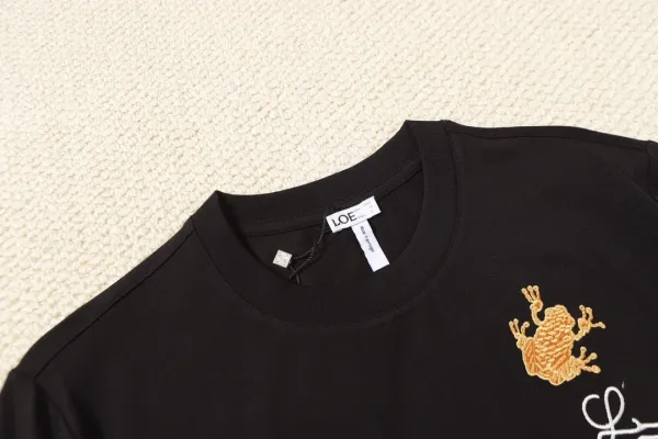 Loewe Frog Embroidery Black Cotton T-Shirt - 5