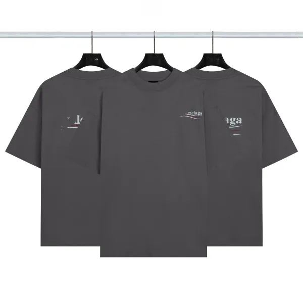 Balenciaga Logo Print Oversized T-Shirt Gray - 1