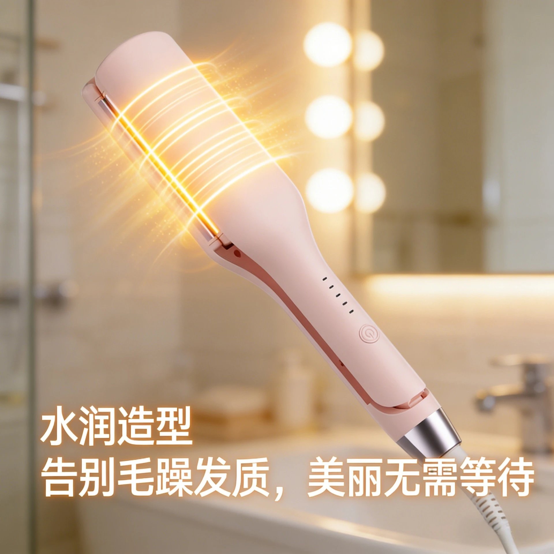 Ceramic Hair Straightener Pink White Beige Portable Styler