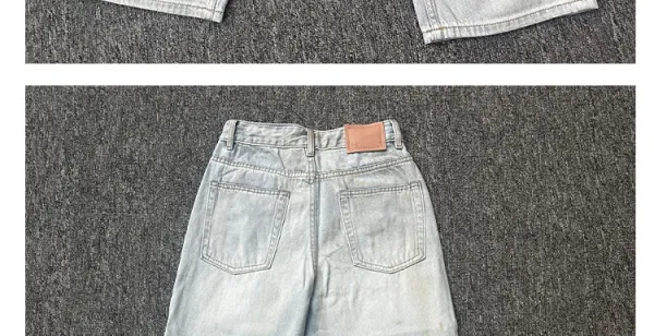 Design Wide-Leg Distressed Light Wash Jeans - 9