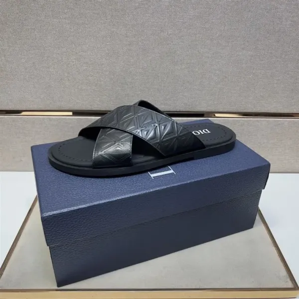 Dior Oblique Logo Slide Sandals Black Slippers - 46
