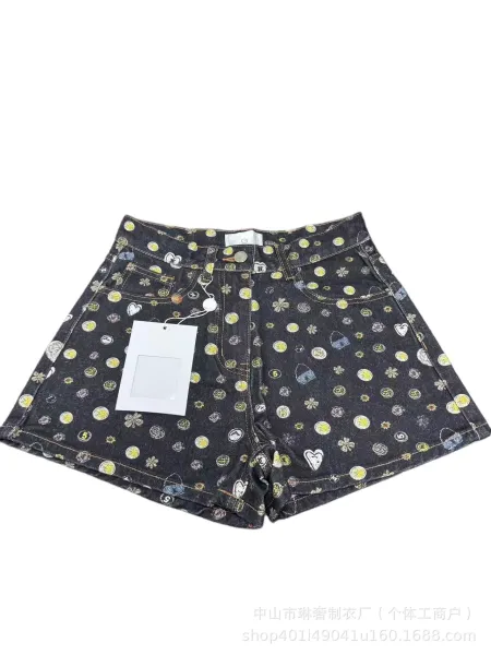 Chanel Print Denim Shorts Multicolor - 16