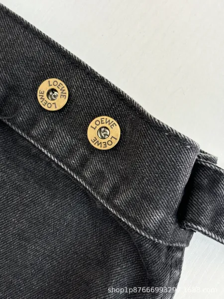 Loewe Denim Jacket Black with Anagram Logo Sleeve Print - 13