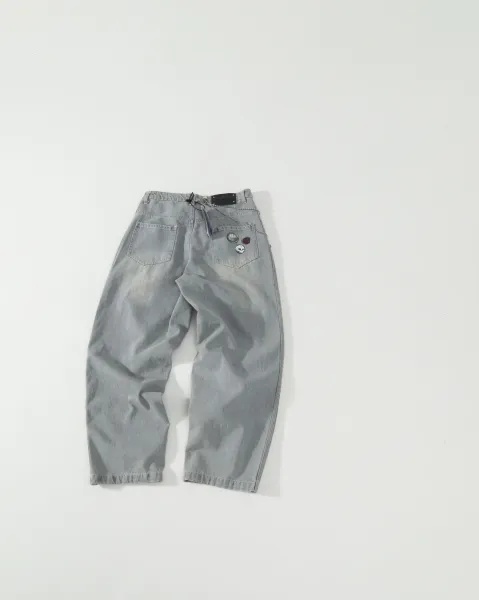 Design Custom Embellished Light Wash Wide-Leg Jeans - 2