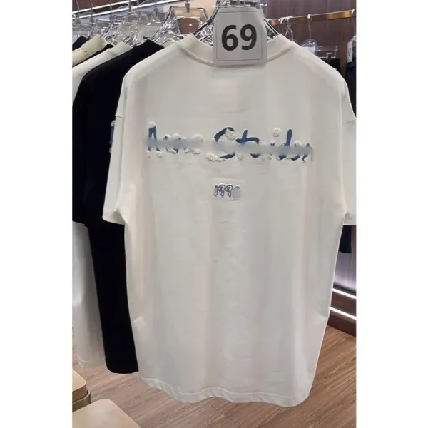 Acne Studios Logo Embroidered T-Shirt White - 1