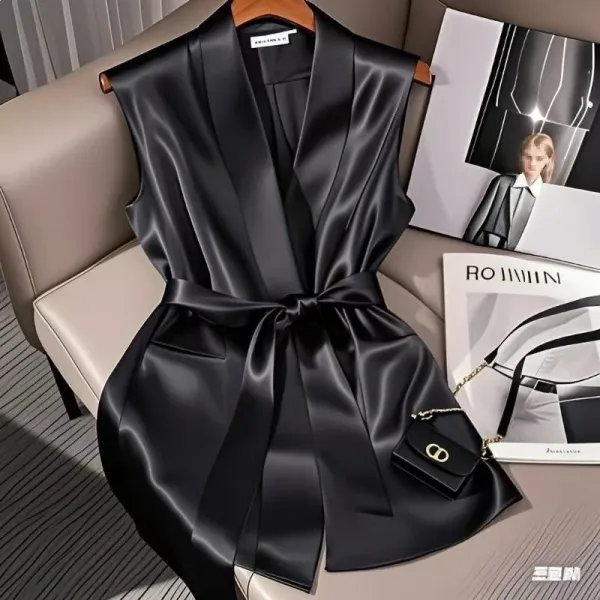 Dior Oblique Satin Wrap Vest Black Outerwear.vest - 2