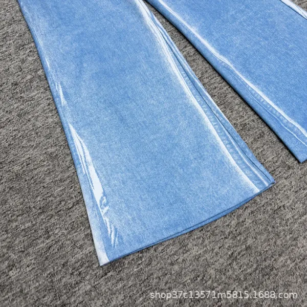 Design Wide-Leg Distressed Wash Denim Jeans - 5