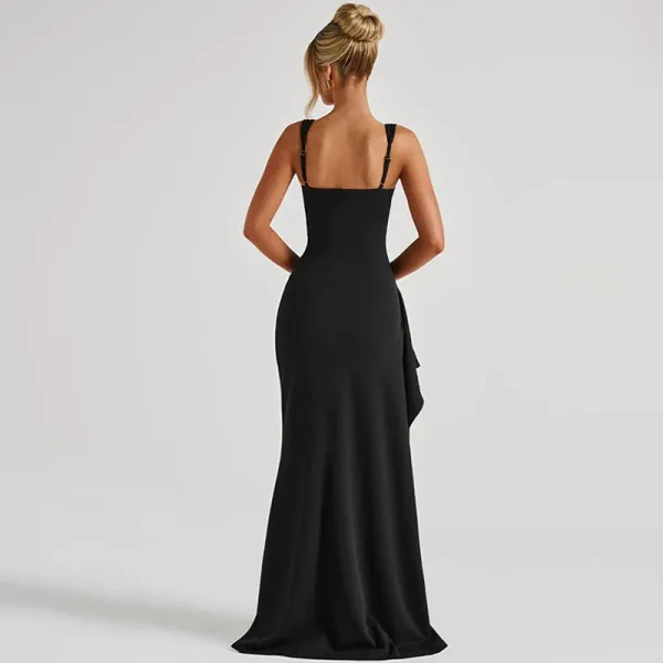 Design White Ruched High-Slit Maxi Dress - 7