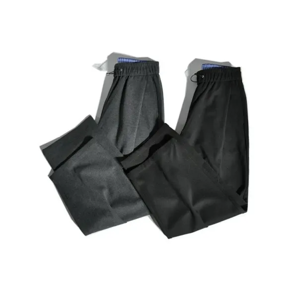 Design Paris-Style Double-Pleated Wool Blend Trousers in Charcoal and Black Dress Pants - 7