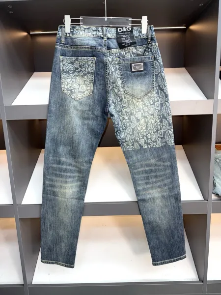 Dolce & Gabbana Floral Print Denim Jeans Blue - 11