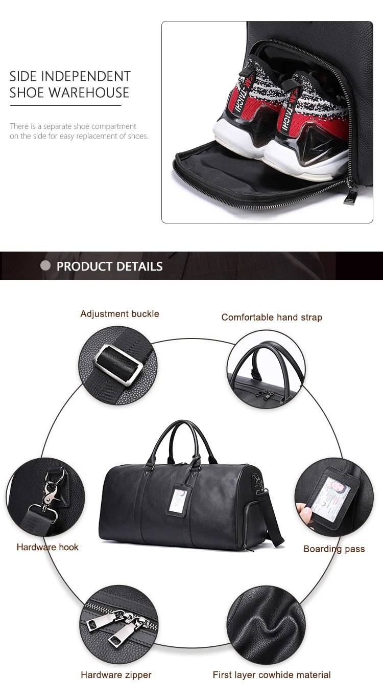 Design Leather Duffle Bag Brown Travel Bag - 5