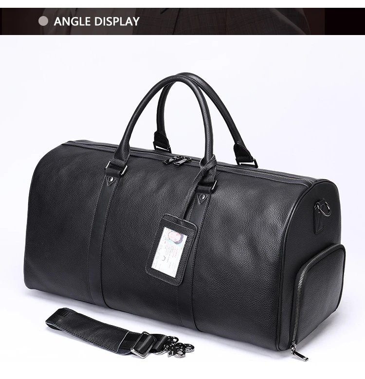 Design Leather Duffle Bag Brown Travel Bag - 6