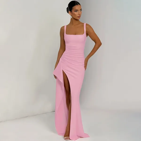 Design White Ruched High-Slit Maxi Dress - 16