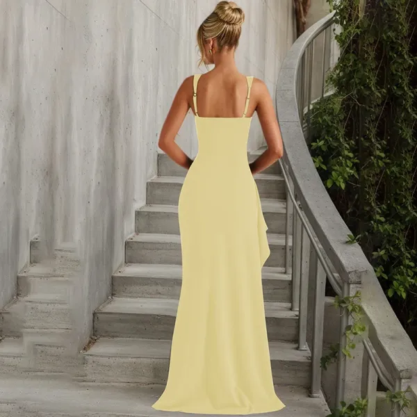 Design White Ruched High-Slit Maxi Dress - 25