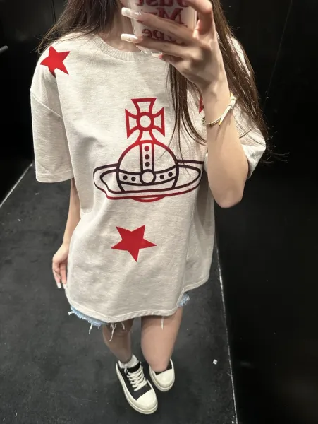 Vivienne Westwood Orb Star Print Beige T-Shirt - 6