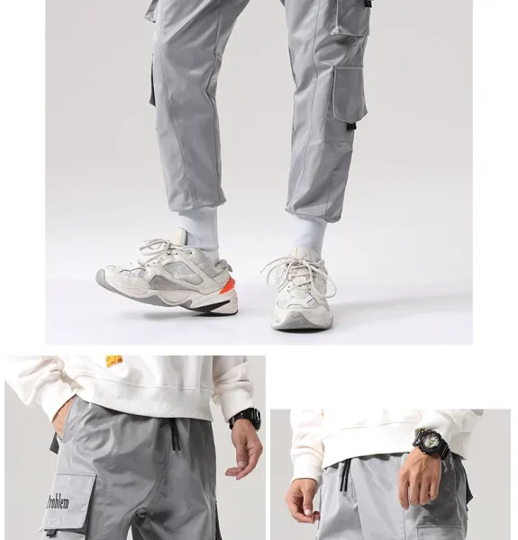Design Cargo Pants with 'Problem' Embroidery Army Green Pants - 11