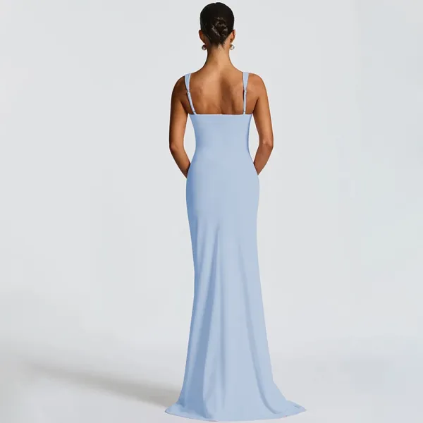Design White Ruched High-Slit Maxi Dress - 29
