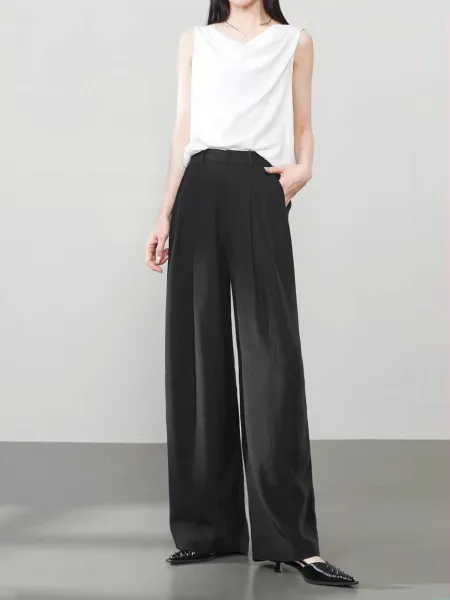 Design Wide-Leg Linen Blend Trousers Beige Pants - 20