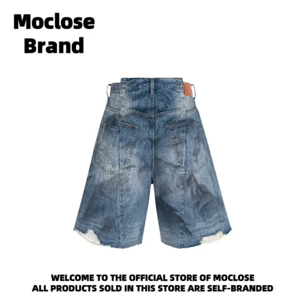 Design Moclose Brand Distressed Wide-Leg Denim Shorts Blue Shorts - 21