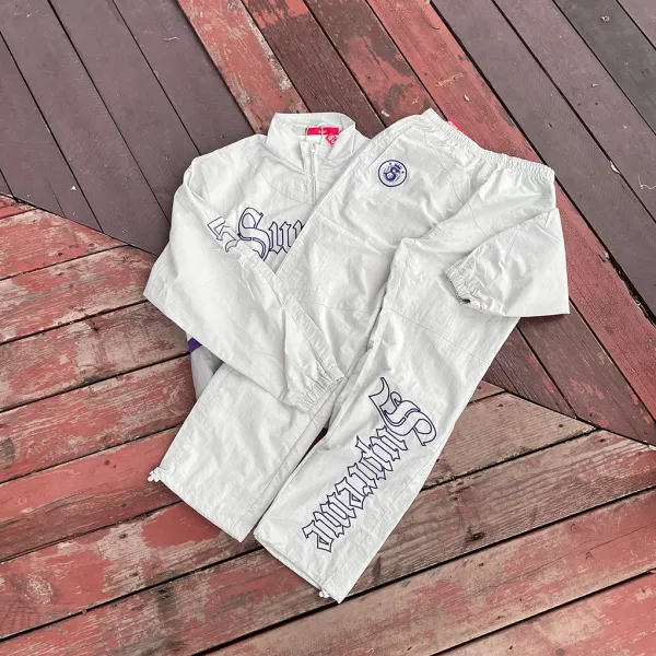 Stussy Script Logo Windbreaker Set White Tracksuit - 1