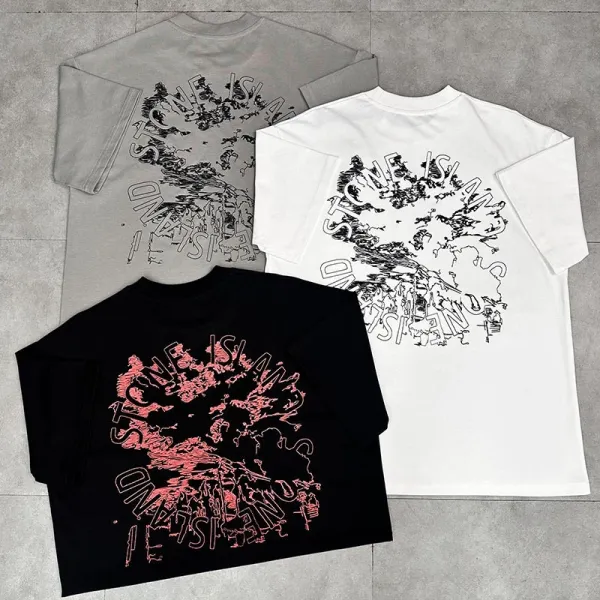 Stone Island Graphic Print T-Shirt Black / White / Gray - 1